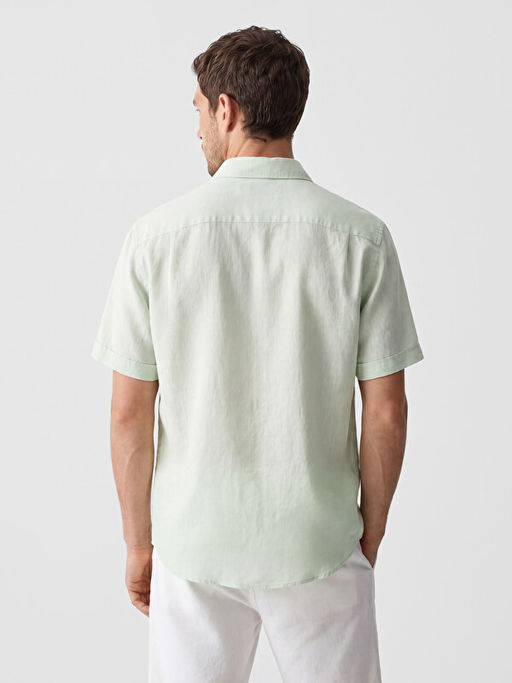 Regular Fit Keten Kar???ml? Erkek G?mlek