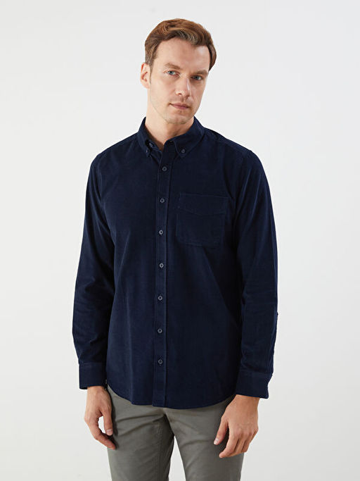 Regular Fit Uzun Kollu Kadife Erkek G?mlek