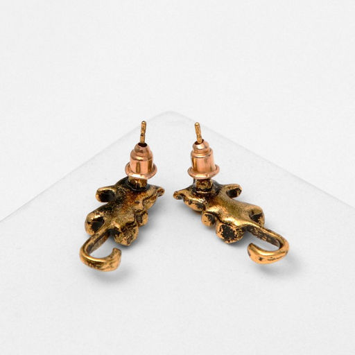 Цена за 2 шт. Серьги металл «Котята» хвостатые, цвет чернёное золото