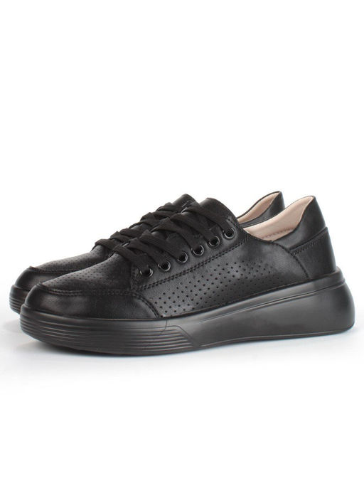 05-PDD180-6 BLACK Кроссовки женские (натуральная кожа)