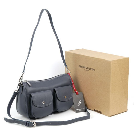 Женская кожаная сумка Sergio Valentini SV-SZ7320 НавиГрей  фото 5