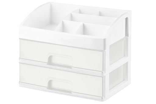 Органайзер для косметики 2 ящика 25,8*17,8*20 см белый/перламутр (модель 330206) - Elan gallery фото 3