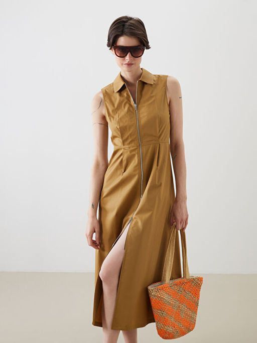 G?mlek Yaka Poplin Elbise