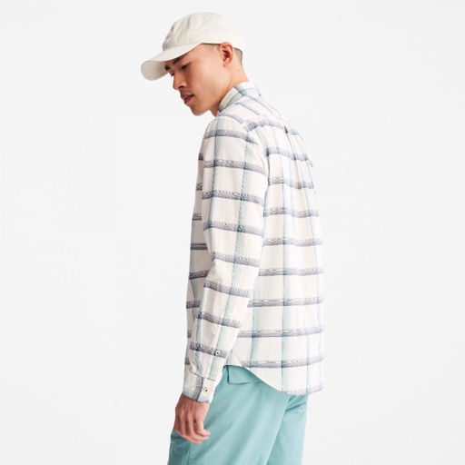 Мужская рубашка Timberland Shirt Eastham River Stretch Poplin Check Regular белая  фото 4