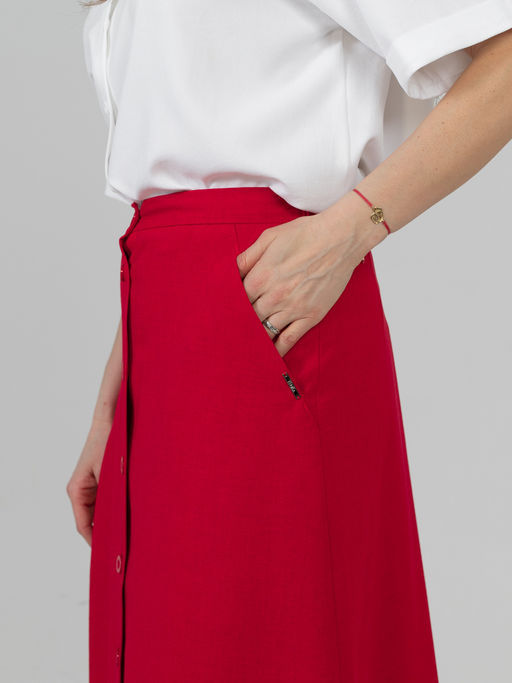 юбка льняная с резинками по бокам (лен с вискозой) - Трика фото 43