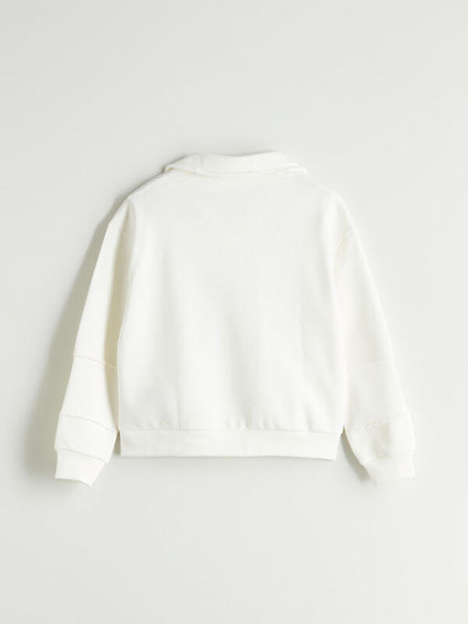 Polo Yaka K?z ?ocuk Kal?n Sweatshirt