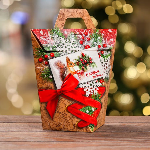 Цена за 5 шт. Подарочная коробка Новогодний презент, 19 х 13,5 х 20 см - Simaland фото 2