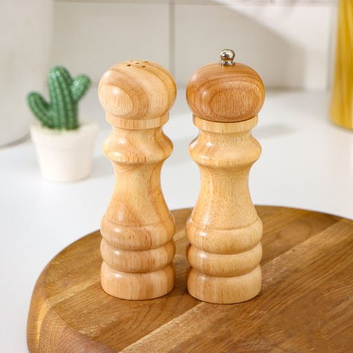 Набор для специй Доляна «Комфорт», 2 предмета: мельница и солонка, бежевый