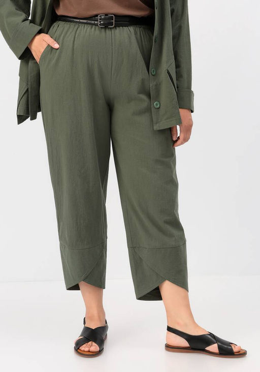 Брюки бананы с отрезным низом хаки
