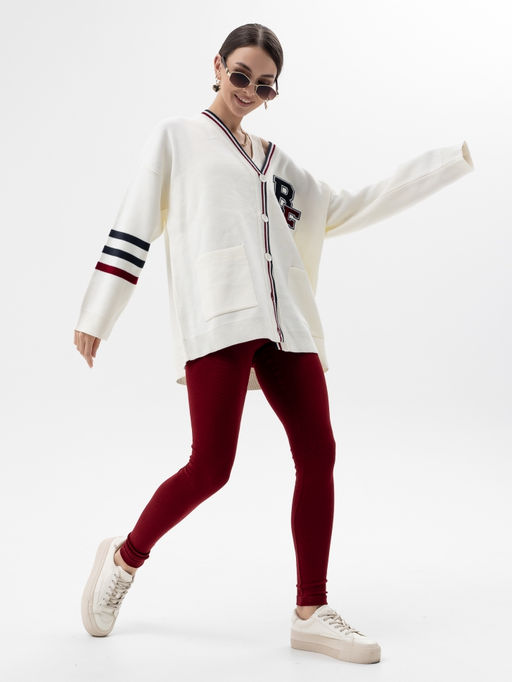 леггинсы из хлопка с добавлением лайкры,бордовые - Binita фото 2