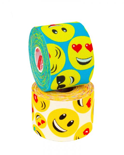 Кинезио тейп BBTape 5 см х 5 м смайлики голубой  фото 2