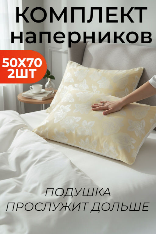 Комплект наперников для подушки из тика - Шампань 70х70 - Гармония уюта фото 6