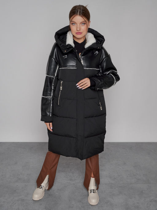 Пальто утепленное молодежное зимнее женское черного цвета 51131Ch - MaxRita фото 10