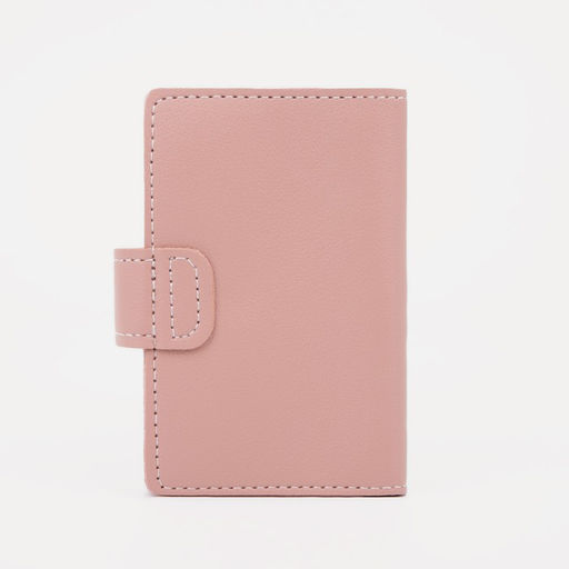Визитница на кнопке, 26 карт, однотонная, розовая