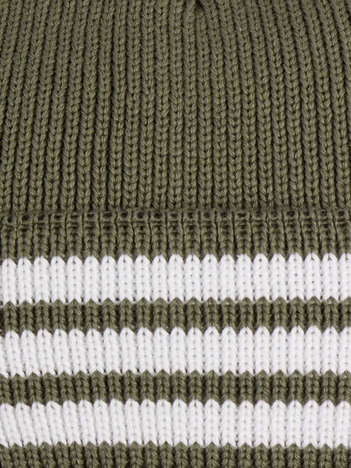 Шапка вязаная детская с тремя полосками на отвороте, хаки