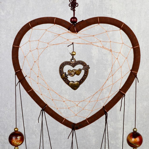 Музыка ветра Сердце с сердечками, металл, 4 трубки, 5 колокольчиков, d=17 см, длина 65 см