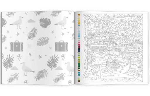 Раскраска. Серия "Картины по номерам 3-в-1" арт. 72308 ПУТЕШЕСТВИЯ /215x215 мм, 16 л., блок - офсет 120 г/м?, полноцветная печать/печать в одну краску, обл - мелованный картон 200 г/м?, мягкий переплёт (2 скобы),