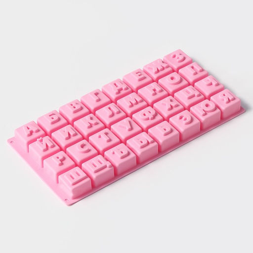 Цена за 2 шт. Форма для шоколада Доляна Алфавит, силикон, 35?18 см, 32 ячейки (3.7?3.7?3 см), МИКС