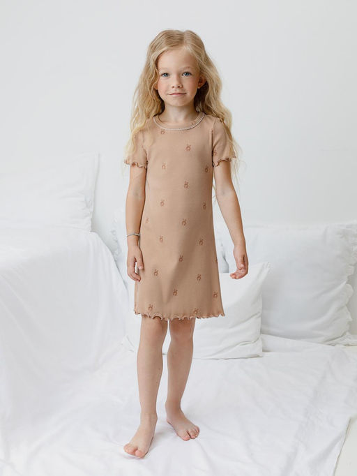 К 1180/нежный бежевый,маленькие мишки сорочка ночная для дев