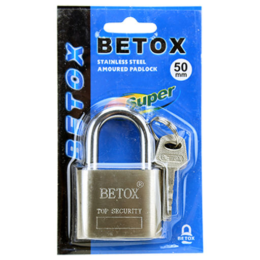 Замок навесной, стальной 50мм "Betox" "Top security", 47х75х18мм, 3 ключа, в блистере (Китай)