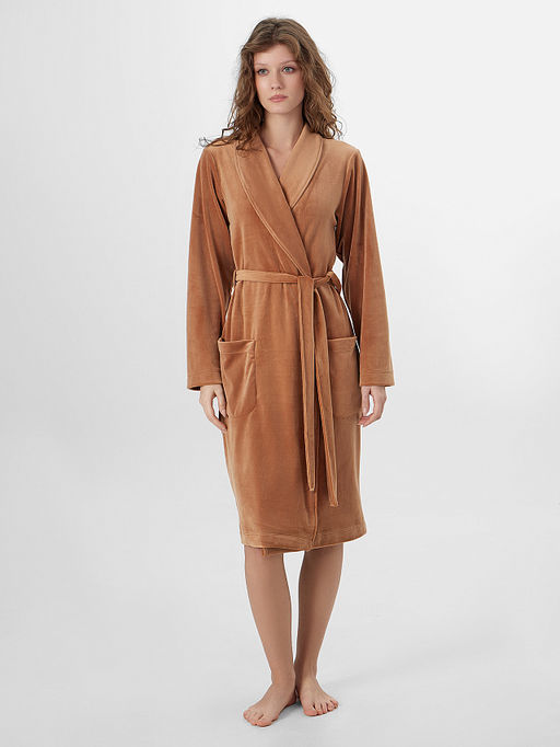 Халат женский коричневый велюровый