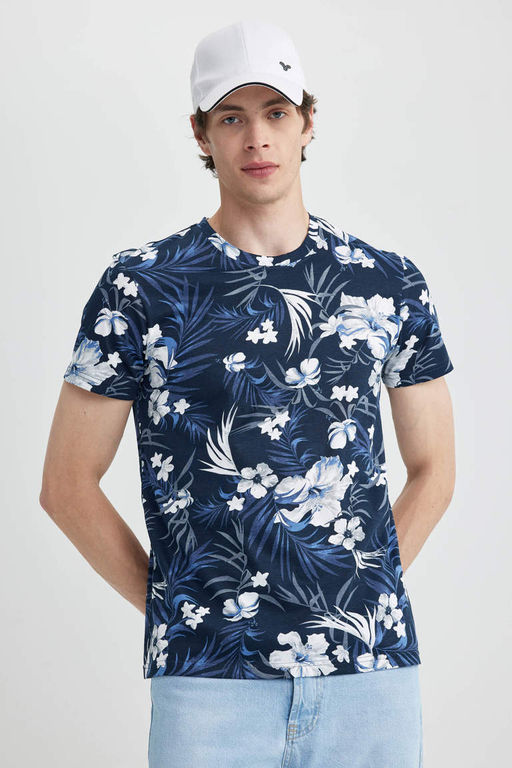 Облегающая футболка с круглым вырезом и короткими рукавами с рисунком - Defacto фото 3