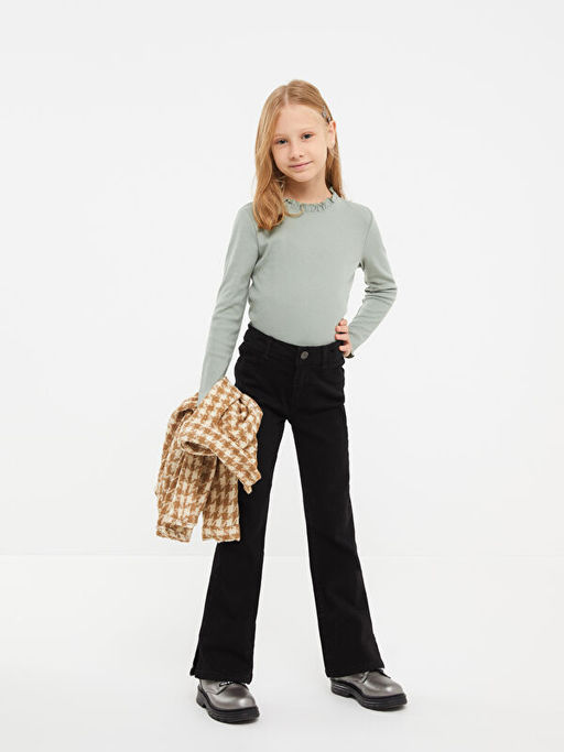 Dik Yaka Basic Uzun Kollu K?z ?ocuk Ti??rt - Waikiki фото 2