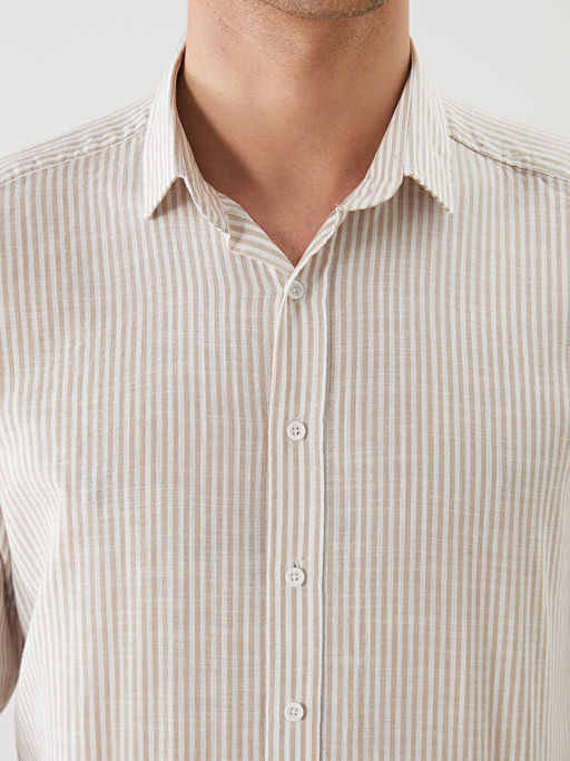 Slim Fit Uzun Kollu ?izgili Poplin Erkek G?mlek