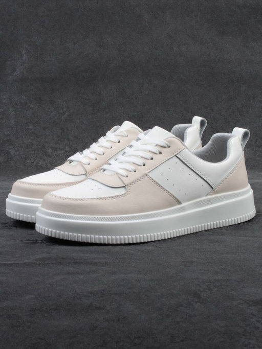 03-YJ425-1 WHITE/BEIGE Полуботинки спортивные женские (натуральная кожа)