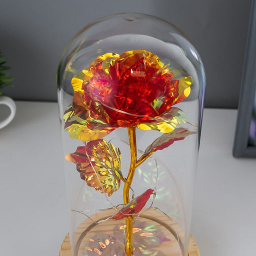 Фигурка светящаяся колба RISALUX Красный цветок, LED-ночник, от батареек 3ААА, 11?11?21.5 см  фото 5