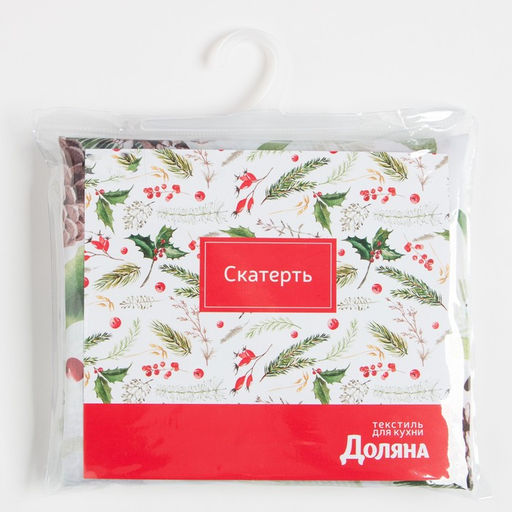 Скатерть новогодняя Доляна Шишкин лес 145*300 см, 100% п/э  фото 9