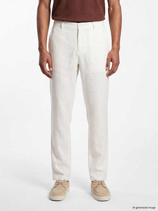 Regular Fit %100 Keten Erkek Pantolon - Waikiki фото 3