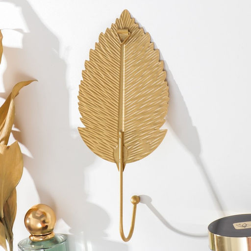 Крючок декоративный "Лист шелковицы" золотой 19х8 см