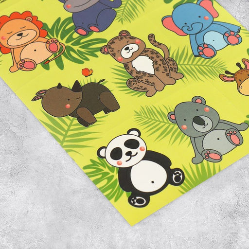 Цена за 10 шт. Наклейки детские бумажные «Джунгли», c раскраской на обороте, 10×14 см