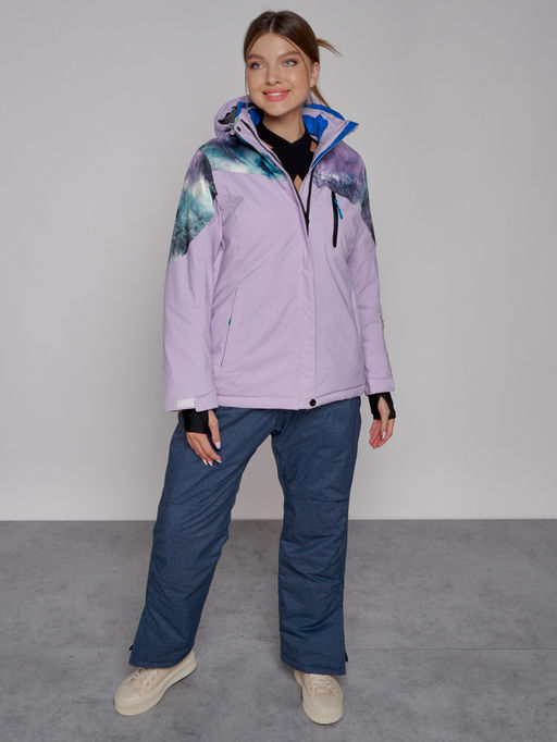 Горнолыжная куртка женская зимняя великан фиолетового цвета 2263F - Chunmai фото 5