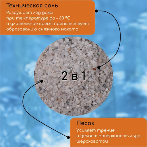 Реагент противогололёдный, пескосоль, 5 кг, работает при – 30 °C, в мешке, Greengo