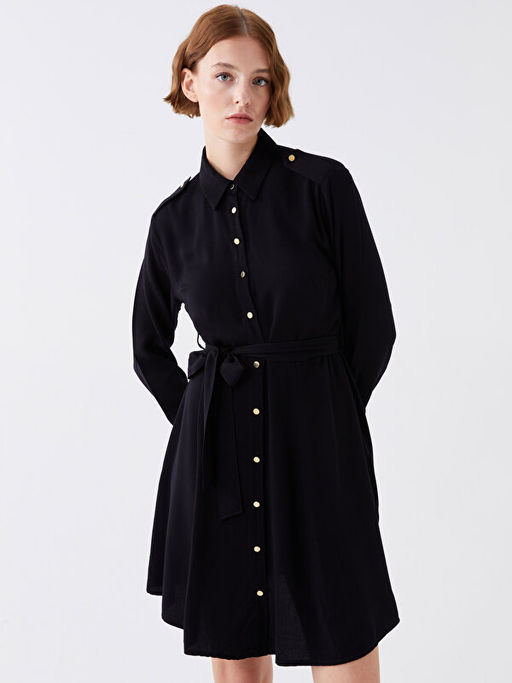 D?z Uzun Kollu Kad?n G?mlek Elbise