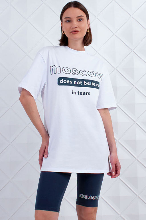 Арт. 5736 Костюм с велосипедками 42-50 (5 шт) Цвет:верх-белый,низ-антрацитовый