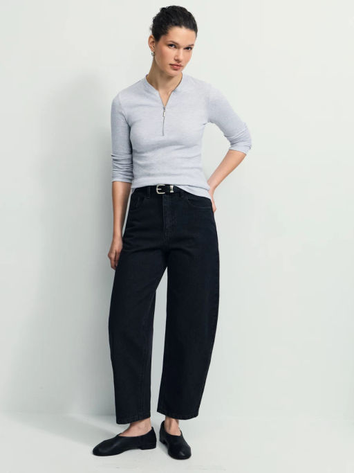 Джинсы barrel с высокой посадкой укороченные / Zarina