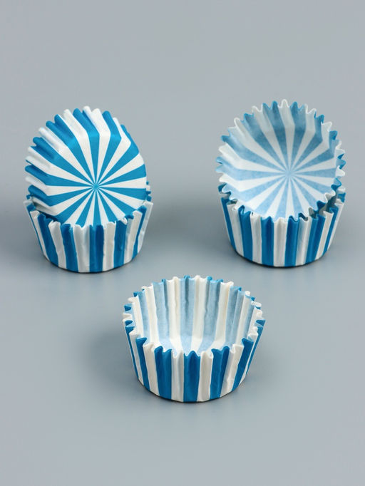 Цена за 300 шт. Форма для выпечки и упаковки конфет бумажная UPAK LAND «Калейдоскоп», 3.5×2 см, одноразовая, синяя