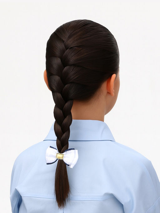 Цена за 6 шт. Бант для волос на резинке «Школьница», двойной, клетка, 7 см, сине-белый