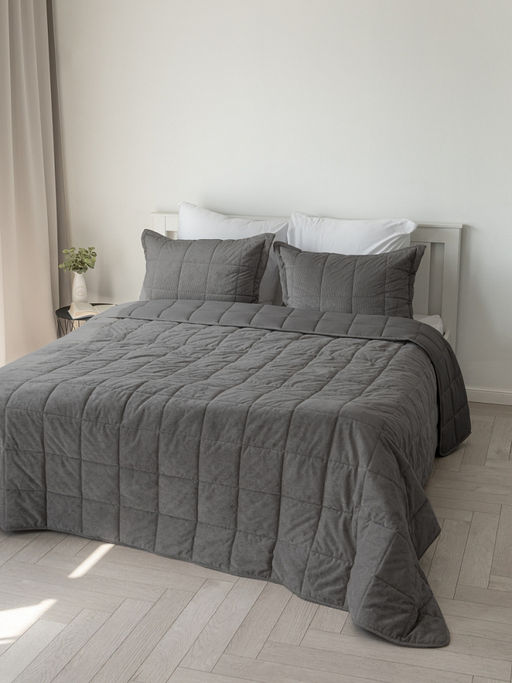 Покрывало вельвет 200x240 графит вельвет