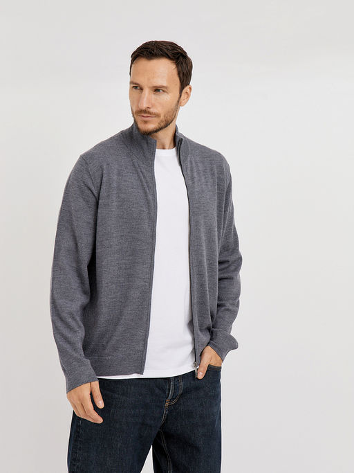 кардиган мужской базовый из шерсти на молнии - Glenfield фото 3