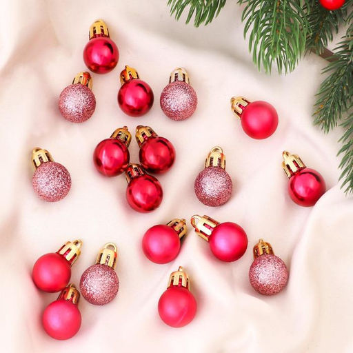 Ёлочные игрушки Небылица, шары новогодние, набор 18 шт., d=2 см, розовый