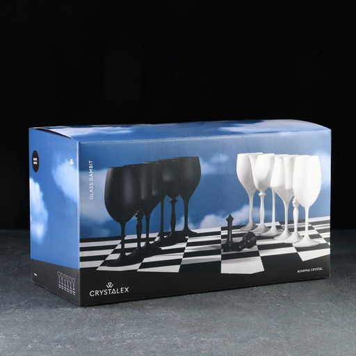 Набор бокалов для вина из хрустально стекла «Магнолия», 350 мл, цвет чёрный