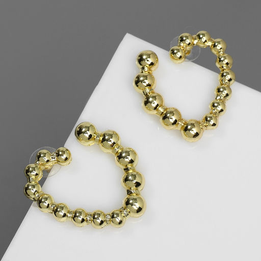 Серьги металл Сердца воссоединение, цвет золото