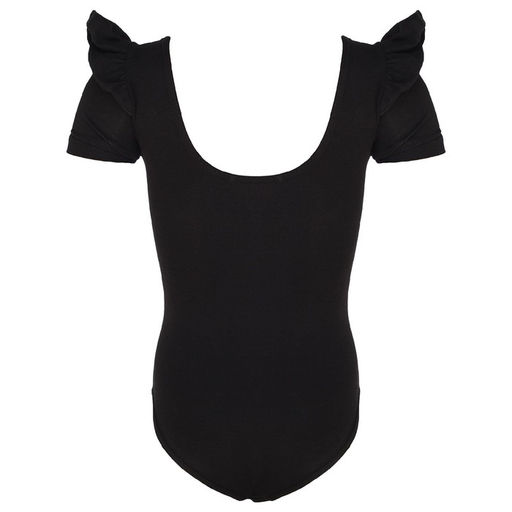 Купальник гимнастический Grace Dance, крылышко, с коротким рукавом, р. 32, цвет чёрный  фото 8