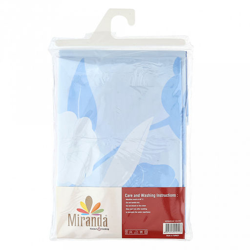 "Miranda" Штора для ванной тканевая 180х200см "Гербарий, синий", без колец, 100% п/э (Турция)