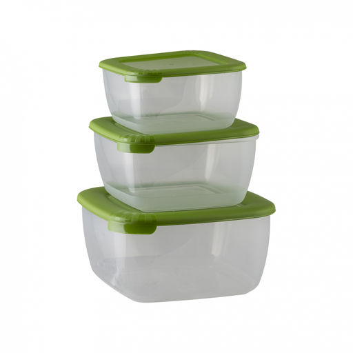 Комплект контейнеров для СВЧ "Лайт" 3шт (0,46+0,95+1,5)л квадр. арт.С545