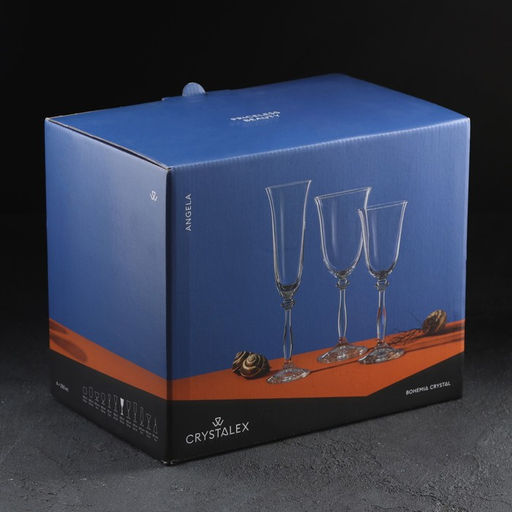 Набор бокалов для вина из хрустального стекла «Анжела», 250 мл, 6 шт.